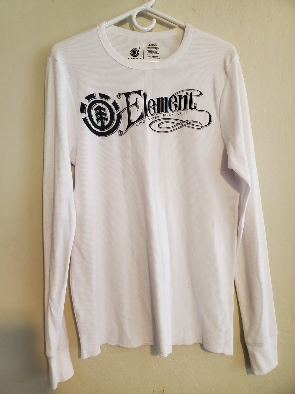 Element Men’s White Long-Sleeve Logo Tee with Black Graphic